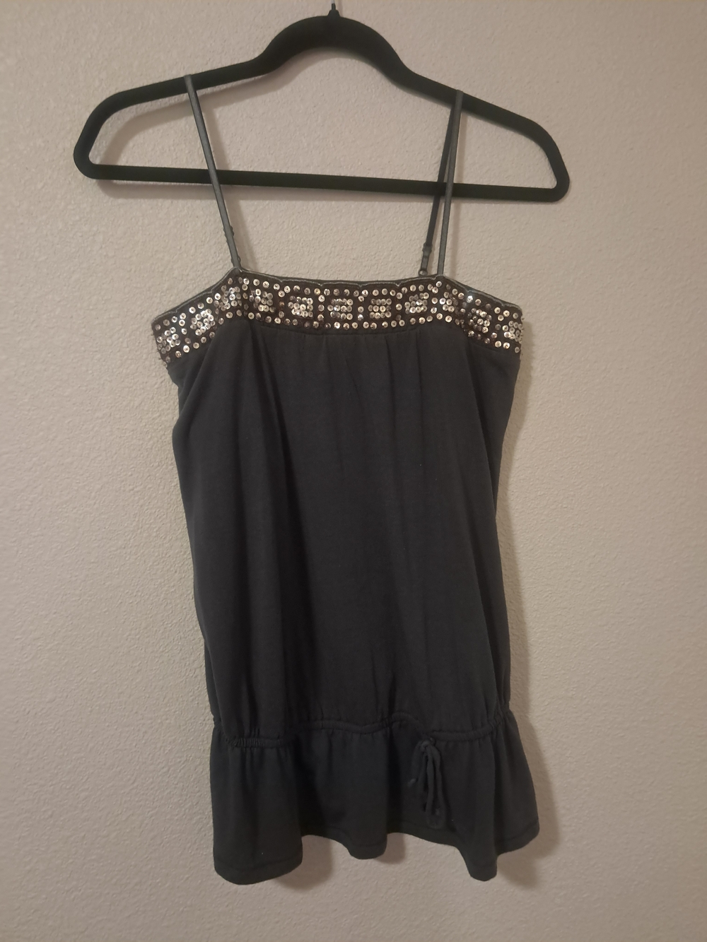 Xhilaration Grey Tank with Bronze Sequin Accents